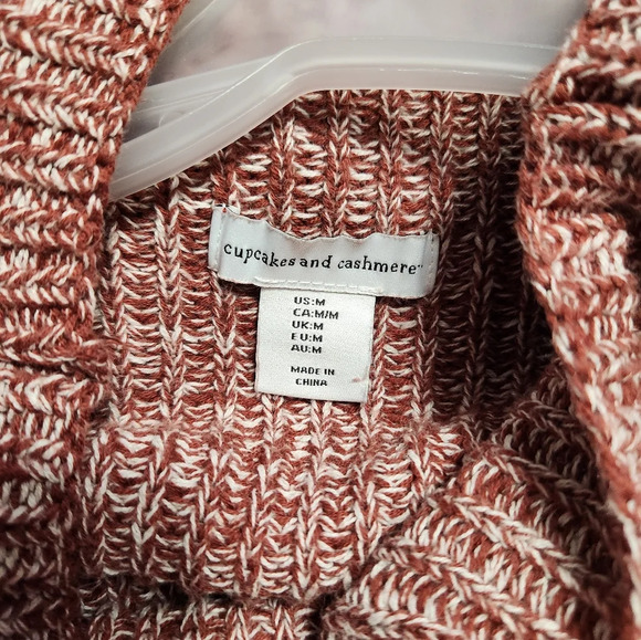 Cupcakes and Cashmere heathered dusty pink and white knit sweater size medium - Picture 12 of 13